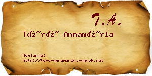 Törő Annamária névjegykártya